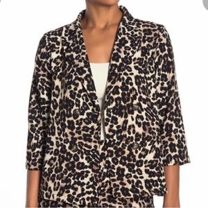 NEW Leopard Print Double Breasted Crepe Blazer S